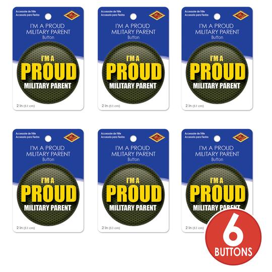 Beistle 2" I'm A Proud Military Parent Buttons, 6ct.